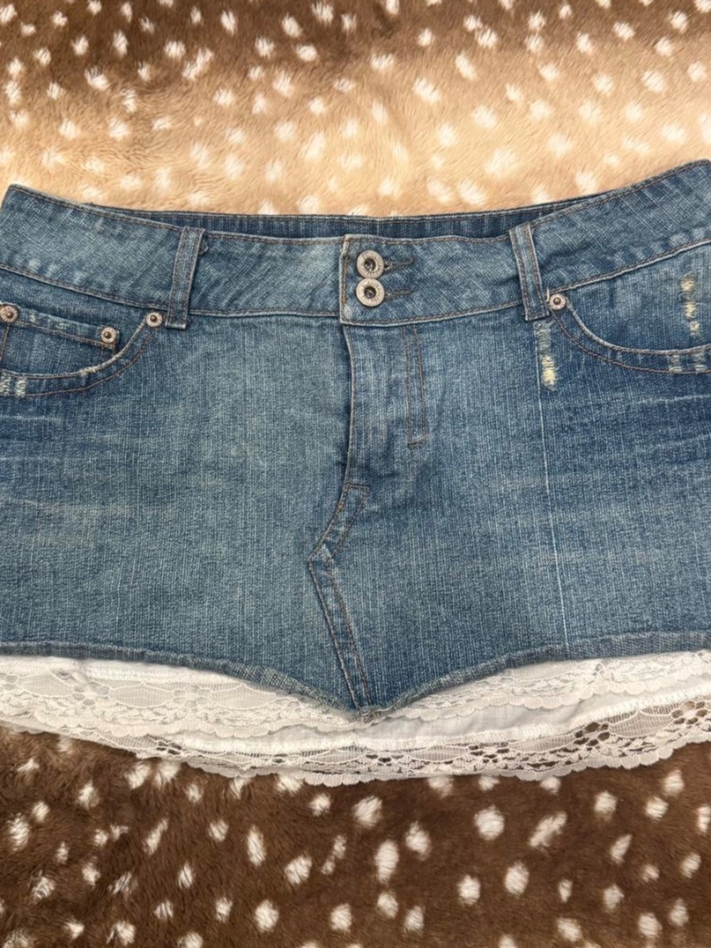 Vintage Bluenotes Denim Lace Skirt